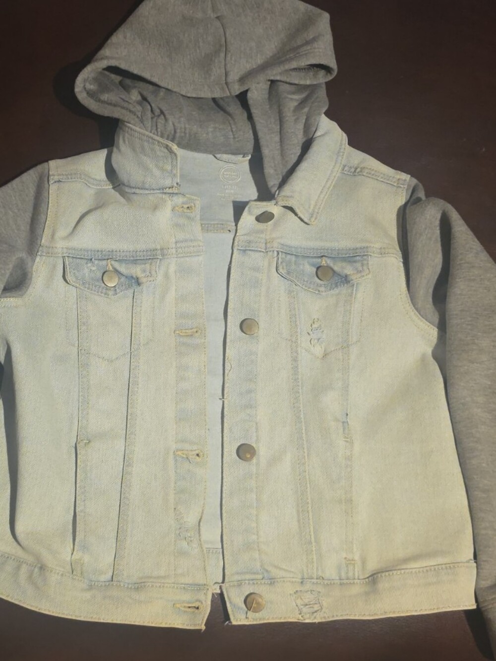 wonder nation Light Blue Denim Jacket with Gray Hoodie